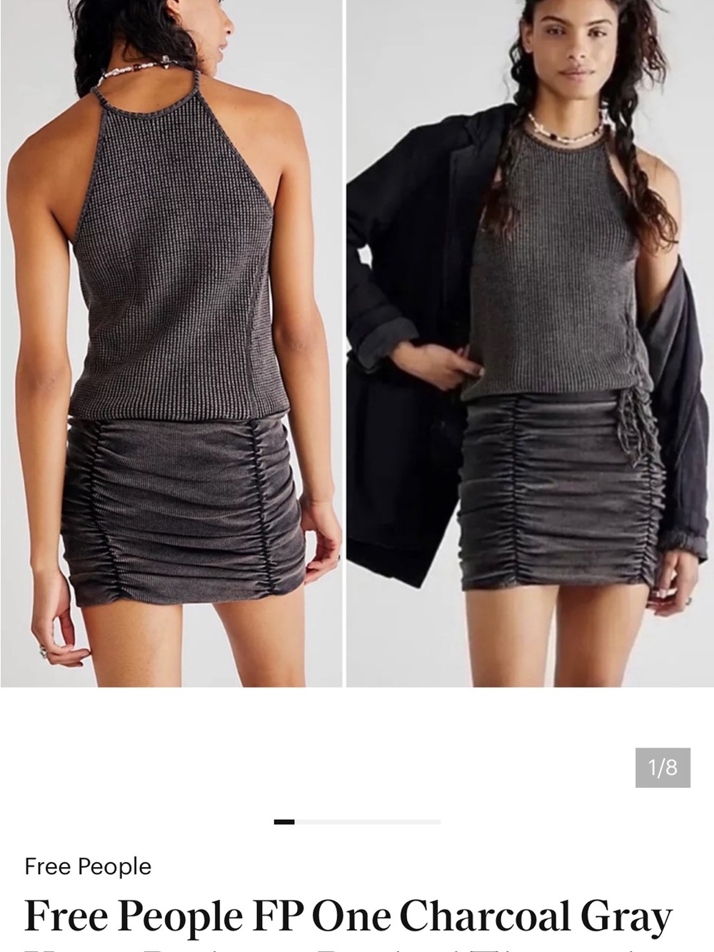 Free People Charcoal Ruched Mini dress